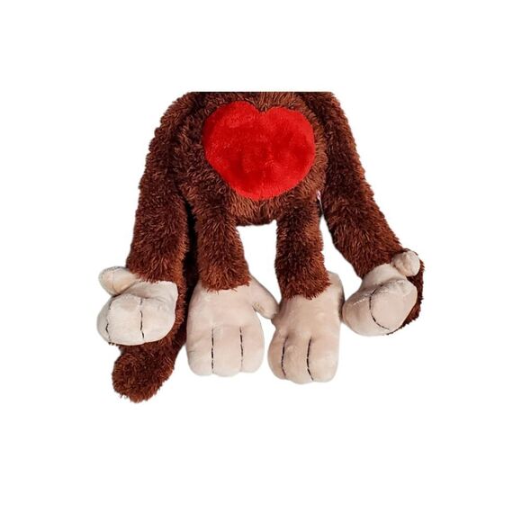 Nici Monkey Plush Brown Red Heart Long Arms Valentine's Day Germany 15" Vintage - Picture 5 of 9